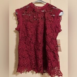 Nanette Maroon Lace Top Size Small new with tags